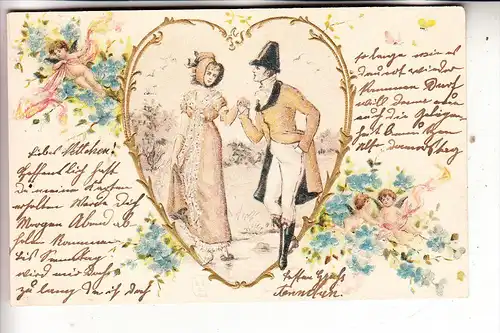 MODE - Kleidung, Liebe, Romantik, geprägr / embossed / relief, 1901