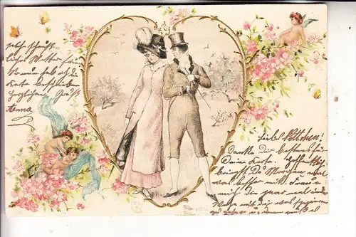 MODE - Kleidung, Liebe, Romantik, geprägr / embossed / relief, 1901
