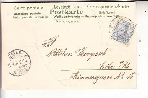 MODE - Kleidung, Liebe, Romantik, geprägr / embossed / relief, 1901