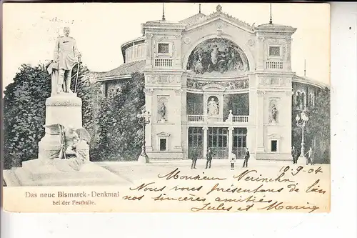 7500 KARLSRUHE, Das neue Bismarck - Denkmal, Festhalle, 1904