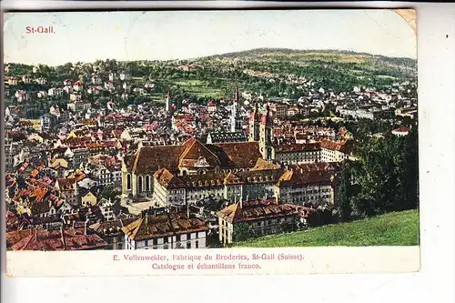 CH 9000 SANKT GALLEN, Stickwarenfabrik / Broderie E. Vollenweider, 1910, Eckmangel