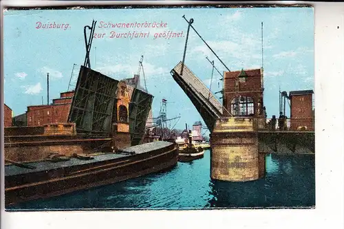 4100 DUISBURG - RUHRORT, Schwanentorbrücke, Binnenschiffe, 1924