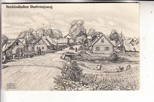 LETTLAND - Kurländischer Dorfeingang, 1.Weltkrieg, deutsche Feldpost, 1917