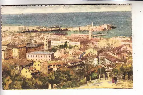 I 34100 TRIESTE, Panorama, verso il Porto, Künstler-Karte, 1938
