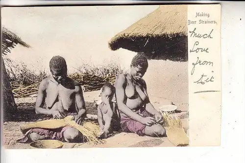 SOUTH AFRICA / SÜDAFRIKA, Ethnic / Völkerkunde, semi nude, making beer strainers