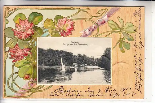 4630 BOCHUM, Partie im Stadtpark, dekorative Prägekarte, 1901