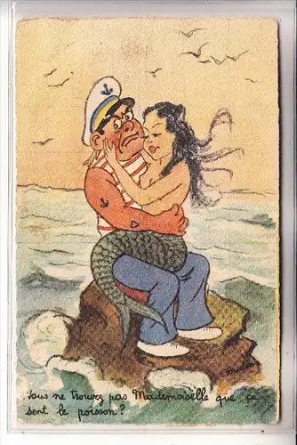 MEERJUNGFRAU / MERMAID / SIRENE / NIXE - Seemann mit Meerjungrau, 1948