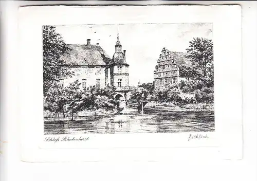 4620 CASTROP - RAUXEL - BLADENHORST, Schloß Bladenhorst, Kupferstich F.Wehlisch, 18,3 x 12,7 cm