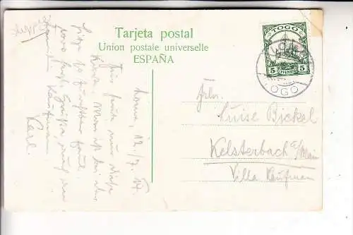 DEUTSCHE KOLONIEN - TOGO, Michel 8 oder 21, Einzelfrankatur 12.7.14, Lome, AK Las Palmas Gran Canaria