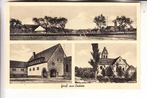 5521 BADEM, Panorama, Kirche, Schulhaus & Kriegerdenkmal, rücks. Deckblatt fehlt