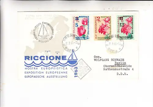 BULGARIEN, 1963, FDC Michel 1391-1393 Riccione Briefmarkenausstellung