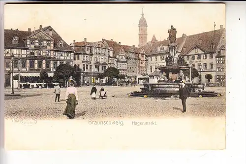 3300 BRAUNSCHWEIG, Hagenmarkt, handcoloriert, frühe Karte - ungeteilte Rückseite