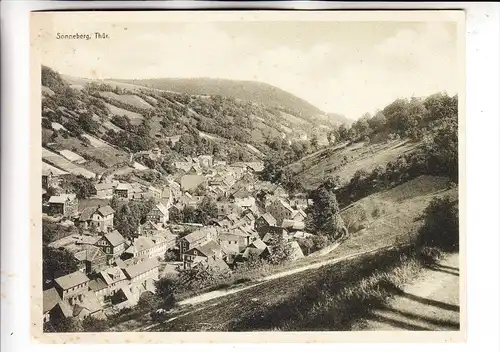 0-6400 SONNEBERG, Panorama, Großformat 18,5 x 14 cm, 1912, rücks. Harmus Plüschbären-Werbung Messe Leipzig