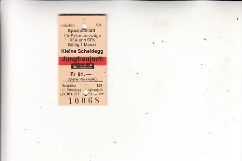 CH 3818 GRINDELWALD, Jungfraujochbahn, Spezialbillett