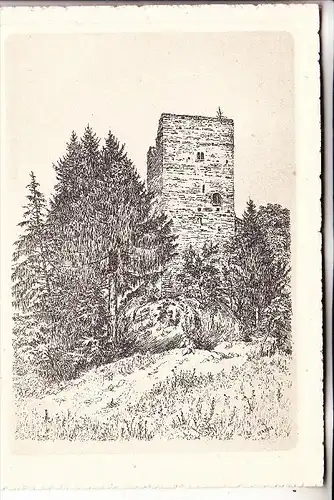 CH 7158 WALTENSBURG, Ruine Jörgenberg, Künstler-Karte, Für die Taubstummen