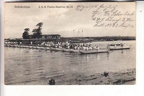 0-8400 RIESA, 2. K.S. Pionier Batallion 22 beim Brückenbau, 1914