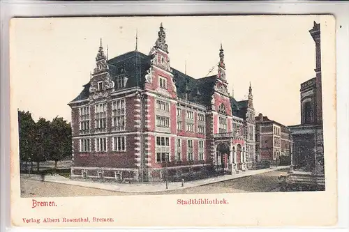 2800 BREMEN, Stadtbibliothek, ca. 1905. ungeteilte Rückseite