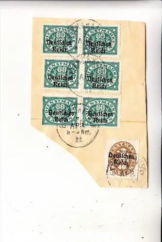 DEUTSCHES REICH, Michel D 39 (1) & 41 (6), Briefstück 7.4.1922