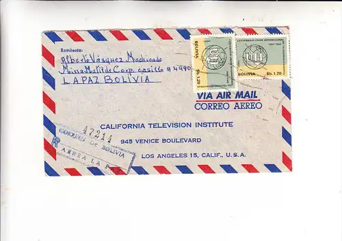 BOLIVIA / BOLIVIEN - 1968, Michel 779, Mehrfachfrankatur, R-Brief nach USA