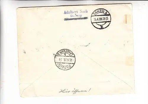 DANZIG - Michel 306 - 308, Ärzte & Naturforscher , 25.6.1939, Eilboten Express innerhalb Danzig