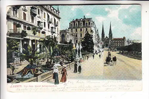 CH 6000 LUZERN LU, vor dem Hotel Schweizerhof, 1906, Ecke leicht berieben
