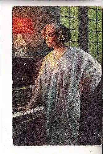 MUSIK - KLAVIER / PIANO, Künstler-Karte, 1919 "Sein Lied"