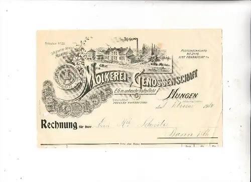 6303 HUNGEN, Molkerei-Genossenschaft, Briefkopf, 1914
