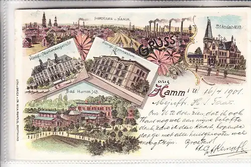 4700 HAMM, Lithographie 1901, 5 Ansichten