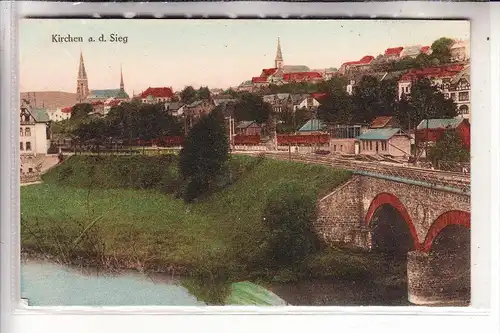5242 KIRCHEN, Siegbrücke, Bahnhof, 1911, color