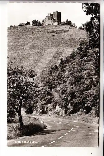 5583 ZELL - ALF, Burg Arras, Bahnpost "Trier-Koblenz", 1960, rücks. Klebereste