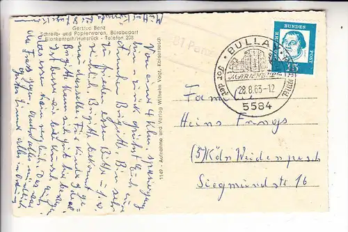 5583 ZELL - BLANKENRATH, Mehrbildkarte, Landpoststempel "5581 Panzweiler", 1963