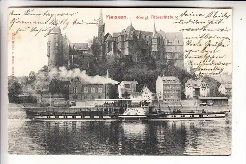 0-8250 MEISSEN, Albrechtsburg, Elbe-Dampfer "Bodenbach", Binnenschiff, 1908
