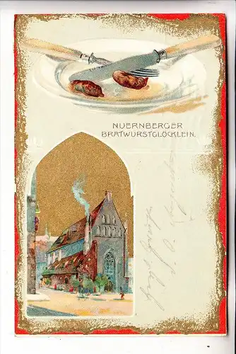 8500 NÜRNBERG, Bratwurstglöcklein, 1906, sehr dekorativ, Sausage / Saucisse / Worst