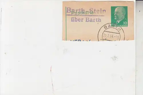 0-2380 BARTH, Landpoststempel auf GA-Ausschnitt "Barth-Stein über Barth", 1964