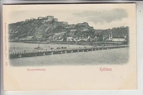 5400 KOBLENZ, Schiffsbrücke, Ehrenbreitstein, Relief-Karte, geprägt, Stengel-Verlag
