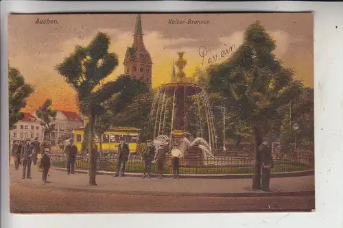5100 AACHEN, Kaiser-Brunnen, Strassenbahn - Tram, 1920