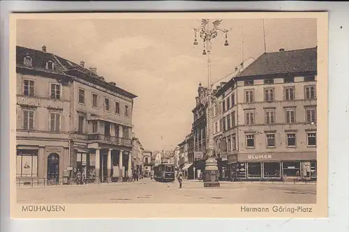 F 68100 MULHOUSE / MÜLHAUSEN, Hermann Göring Platz, Strassenbahn - Tram, deutsche Soldaten
