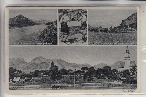 8201 FLINTSBACH, Mehrbildkarte, NS-Beflaggung, Landpoststempel ""Oberflintsbach über Rosenheim", 1938