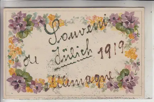 5170 JÜLICH, 1919, handgefertigte Gruß-Karte eines Besatzungssoldaten