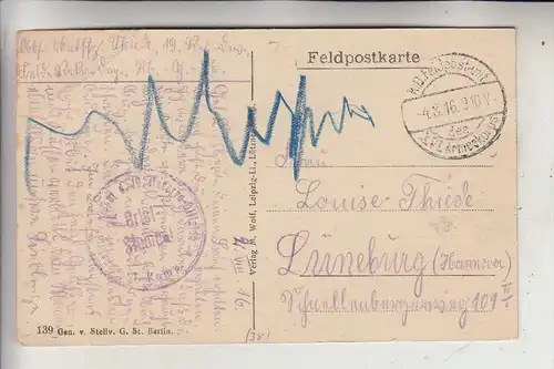 F 08300 RETHEL, Zerstörungen 1.Weltkrieg, deutsche Feldpost, 1916