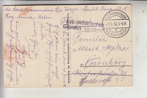 UKRAINE - RAWA RUSKA, Kirche, Markt, 1916, deutsche feldpost, aus militärischen Gründen verzögert