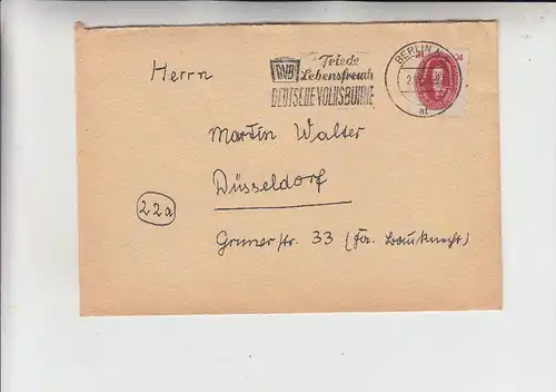 DDR, Michel 269, Leibniz, Einzelfrankatur, 2.11.50 von Berlin nach Düsseldorf