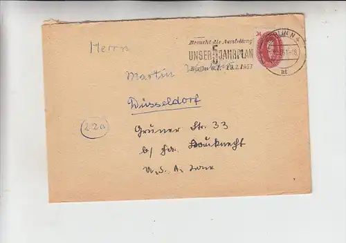 DDR, Michel 269, Leibniz, Einzelfrankatur, 8.1.51 von Berlin nach Düsseldorf