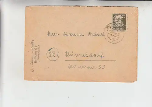 SOWJETISCHE ZONE - Michel 221, 25 Pf. Virchow, Einzelfrankatur 1.10.49 von Leipzig nach Düsseldorf