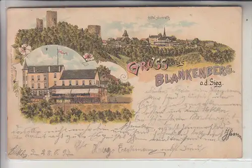 5202 HENNEF - STADT BLANKENBERG, Hotel Honrath, Lithographie, 1897