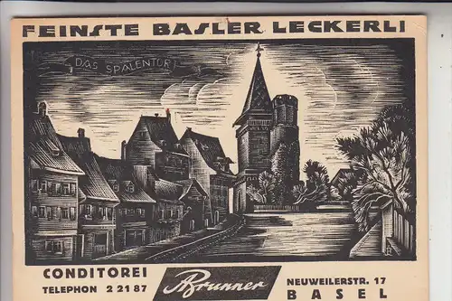 CH 4000 BASEL, Werbekarte Conditorei Brunner, keine AK-Einteilung, kl. Knick