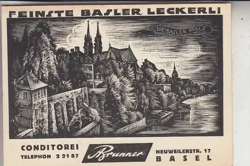 CH 4000 BASEL, Werbekarte Conditorei Brunner, keine AK-Einteilung