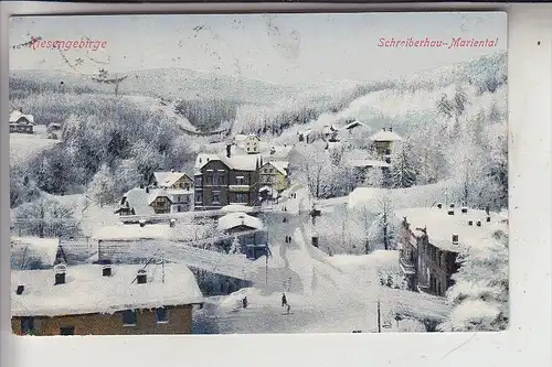 NIEDER-SCHLESIEN - SCHREIBERHAU-MARIENTAL / SKLARSKA POREBA, 1922, Dorfansicht im Schnee