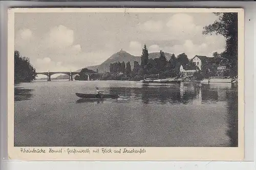 5340 BAD HONNEF, Insel Grafenwerth mit Blick auf den Drachenfels, 1951