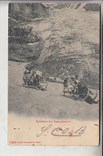 CH 3818 GRINDELWALD, Eigergletscher, Schlitteln, 1905